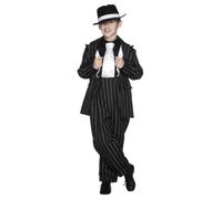 Boys Gangster Zoot Suit Costume Pinstripe Mafia Bugsy Malone Fancy Dress