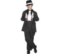 Smiffys Zoot Suit Costume, Black with Jacket, Trousers & Braces, Boys Fancy Dress, 1920s Dress Up Costumes