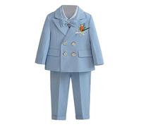 Boys Gentleman Suit British Style Wedding Christening Tuxedo Blazer Jacket Pants Formal Suit First Birthday Party Costume Party Clothes Outfits Set Blue