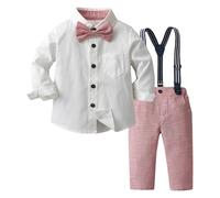 Boys Gentleman Suits Baby Boy Gentleman Clothes Suit Set Boys Wedding Suit Kids Wedding Party Formal for Boy Party Prom Formal Tuxedo Suits Long Sleeve Dress (4 5 Years) Pink