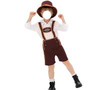 Boys German Bavarian Oktoberfest Set, Beer Hat for Adults Halloween and Beer Festival (Brown, 6-7 Years)