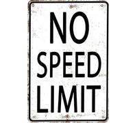 Boys Gifts Retro Tin Sign No Speed Limit Sign for Boys Room Man Cave Garage Bedroom Vintage Style Wall Art Decor 8"x12"