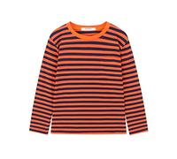 Boys Girl T-Shirts Long Sleeve Striped Crew Neckline Kid Patchwork Tee Shirt Cotton, Orange Navy Narrow, 4 Years