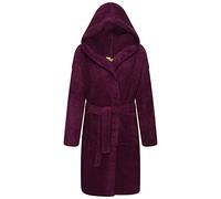 Boys Girls 100% Breathable Combed Cotton Luxurious Bath Robe Hooded Towelling Gown Soft Terry Towel Housecoat (7-8, Berry)