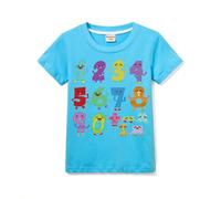 Boys Girls 100% Cotton T-Shirts Unisex Kids Tee for 3-13Y (Light Blue,7-8 Years,7 Years,8 Years)