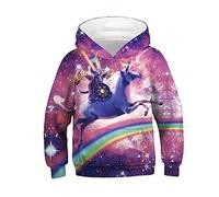 Boys Girls 3D Unicorn Galaxy Series Pattern Unisex Hoodies, Morbuy Winter Autumn Kids Casual Long Sleeve Tracksuits Tops with Pocket Pullover 6-14 Year (XS (115-120cm),Rainbow Warrior)