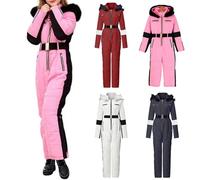 Boys Girls All in One Ski Suits Kids Waterproof Snowboarding Snowsuits fuzzy Hooded Ski Overalls Winter Outdoor Jumpsuits Teen Lightweight Softshell Raincoat Windproof Snow (Pink, 11-12 Years)