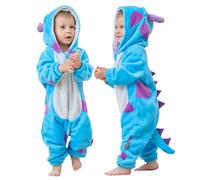 Boys Girls Baby Infant Romper Animal Pattern Unicorn Lion Bear Panda Bunny Bull Dinosaur Crocodile Onesie Pyjamas Sleepsuit Outfit Bodysuits Soft Fleece Extra Thickness (Blue Bull, 6-12 Months)