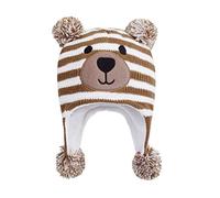 Boys Girls Beanies 3 Sizes Kids Winter Knit Hats with Ears Cartoon Bear Animal Hats Soft Fleece Lined (M)