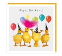 Boys/Girls Birthday Card - Fun Card for Him/Her - Duckling Party - Embellished Fluff Design - Made in the UK - Eco-Friendly