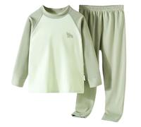 Boys Girls Blocking Shoulder Sleeve Long Sleeve Pants Thermal Underwear Set A Baby is Coming (Green, 12-14 Years)