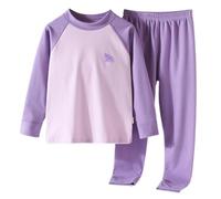 Boys Girls Blocking Shoulder Sleeve Long Sleeve Pants Thermal Underwear Set A Baby is Coming (Purple, 15-16 Years)