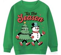 Boys Girls Christmas Jumper for 10-11 Years Old Kids Unisex Xmas Sweatshirt Tis The Season Snowmen Christmas Tree Green Tops Children Long Sleeve Clothing Outfits Casual Crewneck Winter Clothes