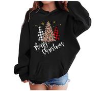 Boys Girls Christmas Sweatshirts Letter Printed Pullover Crop Top Kids Christmas Tree Hoodies Long Sleeve Pullover Green Clothes Sweatshirt for Teen Girls Christmas Graphic (1-Black, 12-13 Years)