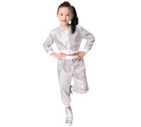 Boys Girls Costumes Sequin Glitter Costume Party Outfits Set Toddler Kids Carnival Gown Top Pants Elegant Dress Clothes (White, 8-9 Years)