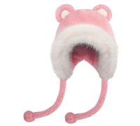 Boys Girls Cute Bear Ear Hat Kids Winter Hat with Ear Flaps Fluffy Beanie Hat Super Soft Lined Warm Cap Windproof Trapper Hat Cold Weather Furry Thermal Pompom Cap Thickened Plush Ear Protection Hat