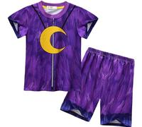 Boys Girls Cute Laughing Cat Pyjamas Sets for Kids,Summer Pajamas T-shirt+Shorts 2pcs Kids Nightwear Nighty Sleepwear for 4-9 Years (92302 Purple, 4-5 Years)