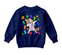 Boys Girls Dabbing Unicorn Math Symbols Number Day Ideas Jumper Sweatshirt #ND 3-4 Years Navy Blue