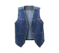 Boys Girls Denim V Neck Vest Vintage Button Down Waistcoat Jacket Kid Sleeveless Soft Outwear Tops School Coats Fall Clothes Rain Jackets Winter Coat Back to Study Clothes (A, 13-14 Years)