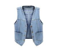 Boys Girls Denim V Neck Vest Vintage Button Down Waistcoat Jacket Kid Sleeveless Soft Outwear Tops School Coats Fall Clothes Rain Jackets Winter Coat Back to Study Clothes (B, 12-13 Years)