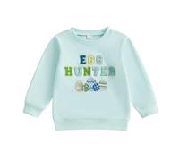 Boys Girls Easter Egg Hunter Jumper Toddler Little Kids Easter Sweatshirt Long Sleeve Round Neck Spring Fall Pullover Tops (Green, 6-7 Years)