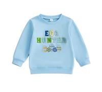 Boys Girls Easter Egg Hunter Jumper Toddler Little Kids Easter Sweatshirt Long Sleeve Round Neck Spring Fall Pullover Tops (Sky Blue, 6-7 Years)