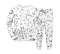 Boys Girls Easter Pajamas Set Easter Bunny Eggs Kids DIY Hand Painted Homewear Set Colouring Pajama Sets For Boy And Girl Can Play With And Wear 2pcs Toddler Kids Girl Round Neck Pjs Sleepwear