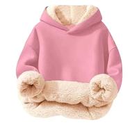 Boys Girls Fleece Hoodies, Kids Solid Sherpa Lined Warm Hooded Sweatshirt Long Sleeve Soft Thick Fall Winter Pullover Casual Cozy Breathable Sweater Top For 3-16 Years Pink