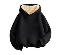 Boys Girls Fleece Lined Long Sleeve Hoodie Kids Warm Winter Hoodies Pullover Hooded Sweatshirt Sweater Black