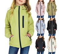 Boys Girls Fleece Lined Waterproof Kids Tooddler Unisex Resistant Windproof Rainwear School Raincoat Outwear Hooded Coat Lightweigh Plain Hooded Jacket Rain Jacket n (b-Pink, 11-12 Years)
