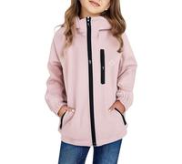 Boys Girls Fleece Lined Waterproof Resistant Windproof Kids Lightweigh plain Hooded Jacket Rain Jacket School Rainwear Outwear Hooded Coat For Wet Weather