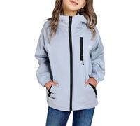 Boys Girls Fleece Lined Waterproof Resistant Windproof Raincoat Kids Lightweight Plain Hooded Jacket Rain Jacket School Rainwear Outwear Hooded Coat for Wet Weather (Blue, 12-13 Years)