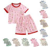 Boys Girls Flor l Patern Sleepwear Pajamas Summer Breathable js for Baby to Tween (Pink, 3-4 Years)