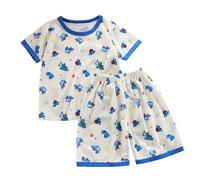 Boys Girls Flor l Patern Sleepwear Pajamas Summer Breathable js for Baby to Tween (White, 5-6 Years)