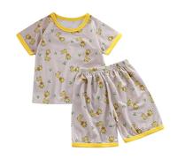 Boys Girls Flor l Patern Sleepwear Pajamas Summer Breathable js for Baby to Tween (Yellow, 18-24 Months)