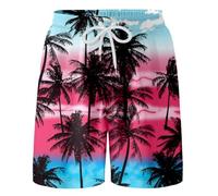 Boys & Girls Floral Summer Shorts - Tropical Hibiscus Pattern, Lightweight Cotton, Elastic Drawstring Waist, Ideal for Beach Holiday or Picnic, Ages 3-10#g Hot Pink