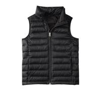 Boys Girls Full Zipper Sleeveless Vest Jacket Solid Plain Packable Collar Waistcoat for Toddler Boys Girls Casual Lightweight Puffer Coat Warm Autumn Winter Clothes Outerwear (Black, 5-6 Years)