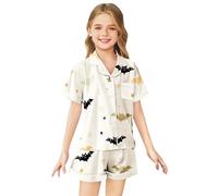 Boys Girls Halloween Pyjamas Pumpkin Skeleton Print Long Sleeve Crewneck Jack Skellington Design Matching Outfit Set Pants Sets Nightwear For Christmas Beige