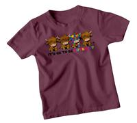 Boys Girls Highland Cow Autism Awareness Day T-Shirt Tee Spectrum Acceptance Support #AD 12-13 Years Burgundy