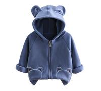 Boys Girls Hooded Thickened Fleece Lined Winter Coat 2025 Arrival Stylish Thermal Jacket Outerwear (Blue, 4-5 Years)