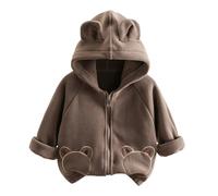 Boys Girls Hooded Thickened Fleece Lined Winter Coat 2025 Arrival Stylish Thermal Jacket Outerwear (Coffee, 4-5 Years)