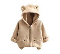 Boys Girls Hooded Thickened Fleece Lined Winter Coat 2025 Arrival Stylish Thermal Jacket Outerwear (Khaki, 4-5 Years)