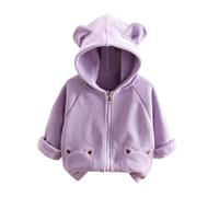 Boys Girls Hooded Thickened Fleece Lined Winter Coat 2025 Arrival Stylish Thermal Jacket Outerwear (Purple, 6-12 Months)