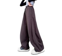 Boys Girls Joggers Baggy Fleece Lined Sweatpants, Casual Thermal Elastic Waisted Jogging Bottoms Drawstring Wide Leg Sports Trousers Pe School Preppy Clothes Coffee 12 Years