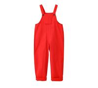 Boys Girls Jumpsuit Adjustable Spaghetti Strap Loose Bib Overalls Rompers Kids Cotton Baggy Plain Playsuits Long Pants Dungarees with Pockets for Toddler Baby Straight Leg Suspender (Red, 7-8 Years)