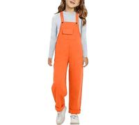 Boys Girls Jumpsuit Adjustable Spaghetti Strap Loose Bib Overalls Rompers Kids Cotton Baggy Plain Playsuits Long Pants Dungarees with Pockets for Toddler Baby Straight Leg Suspender Trousers