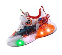 Boys Girls LED Light Up Sneakers with Cartoon Pattern, Breathable Mesh, Magic Tape Closure for Indoor Outdoor Basketball Sports Casual Shoes(red,9 UK Child)