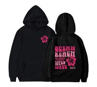 Boys Girls Letter Flower Print Hoodie Kids School Jumper Long Sleeve Sweatshirt Pocket Cotton Pullover Top Loose Hoodies Cool Jumpers Sports Casual (Black, 5-6 Years)