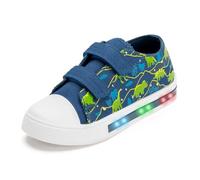 Boys Girls Light Up Trainers Toddler Canvas Shoes Kids Easy Fasten Walking Shoes with Hook and Loops Size 5