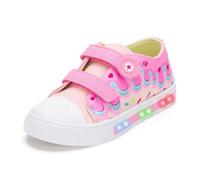 Boys Girls Light Up Trainers Toddler Canvas Shoes Kids Easy Fasten Walking Shoes with Hook and Loops Size 5